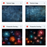 Fireworks Silhouettes Background, Overlays, Texture & Brush Kit