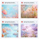 Spring Fairy Garden Background Bundle