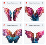 Magical Vibrant Feathered Fairy Wing Overlays