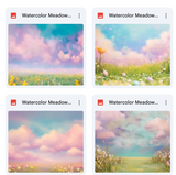 Watercolor Meadow Background Bundle