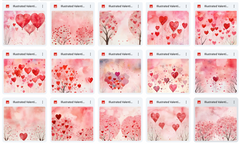 Illustrated Valentine's Greeting Cards Pack
