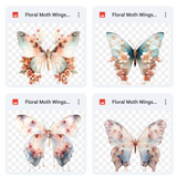 Magical Floral Moth Wings Overlays