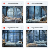 Cozy Christmas Window Background Bundle