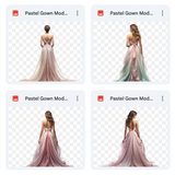 Magical Pastel Gown Model Overlays