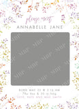 Girl Hello Floral Announcement Template