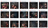 Grand Dark Floral Portrait Background Bundle - Meg Bitton Productions