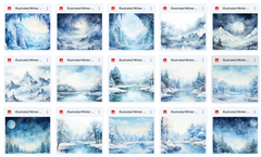 Ultimate Illustrated Winter Landscape Background Bundle - Meg Bitton Productions