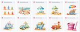 Illustrated Beach Asset Pack - Meg Bitton Productions