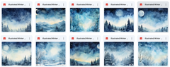 Ultimate Illustrated Winter Landscape Background Bundle - Meg Bitton Productions