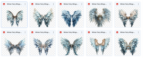 Magical Winter Fairy Wing Overlays