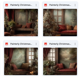 Painterly Christmas Studio Background Bundle