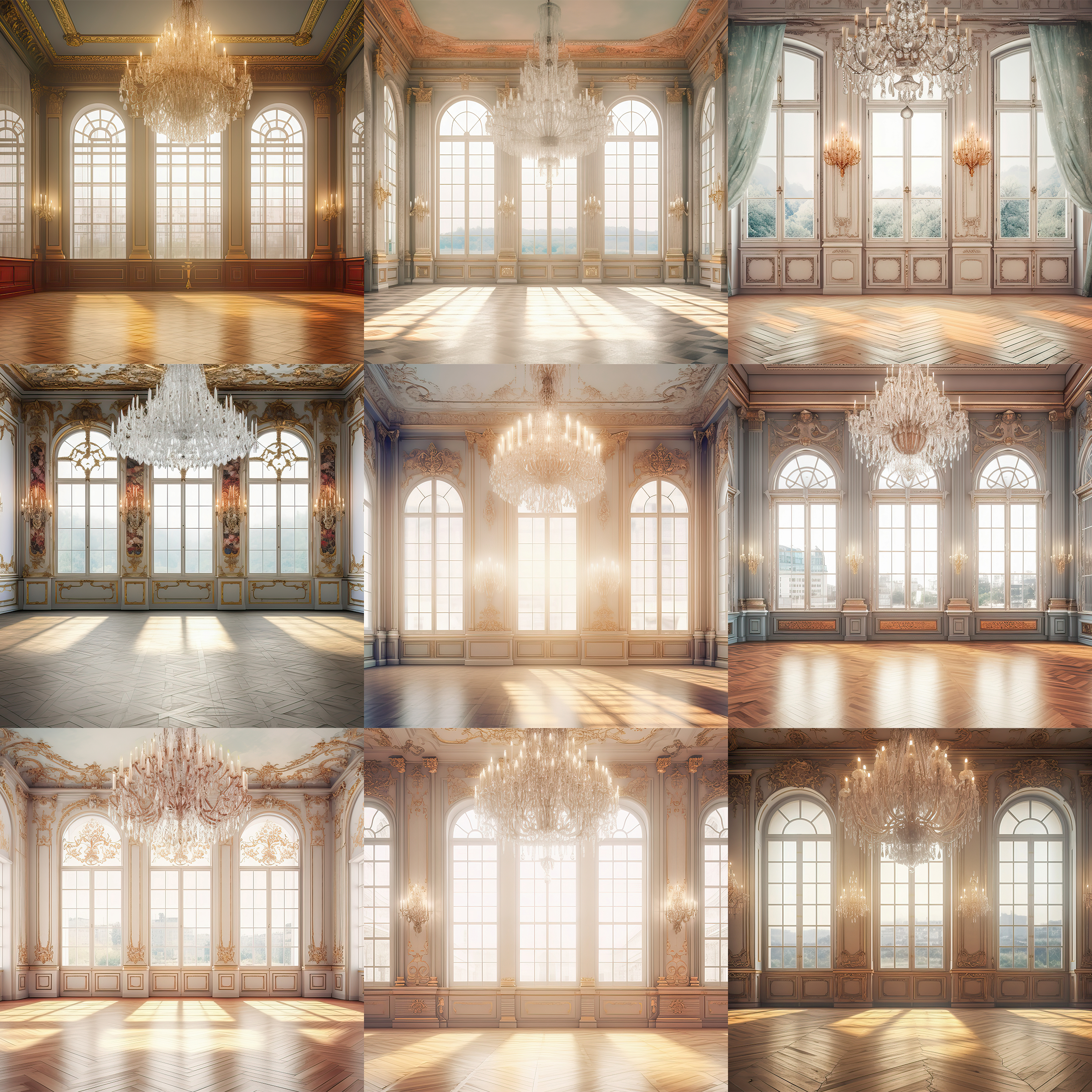 Empty Palace Rooms Digital Background Bundle