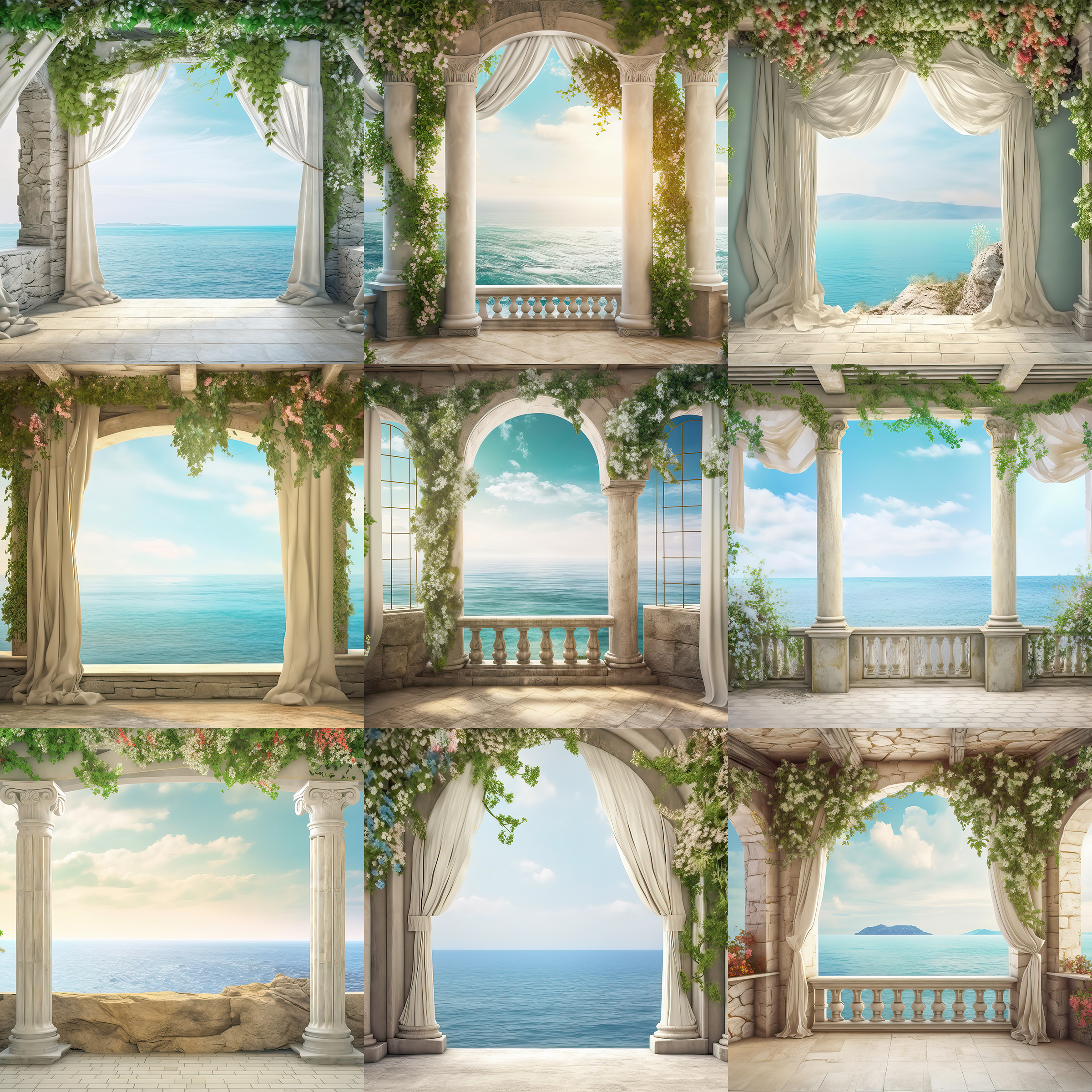 Grecian Balcony Digital Background Bundle