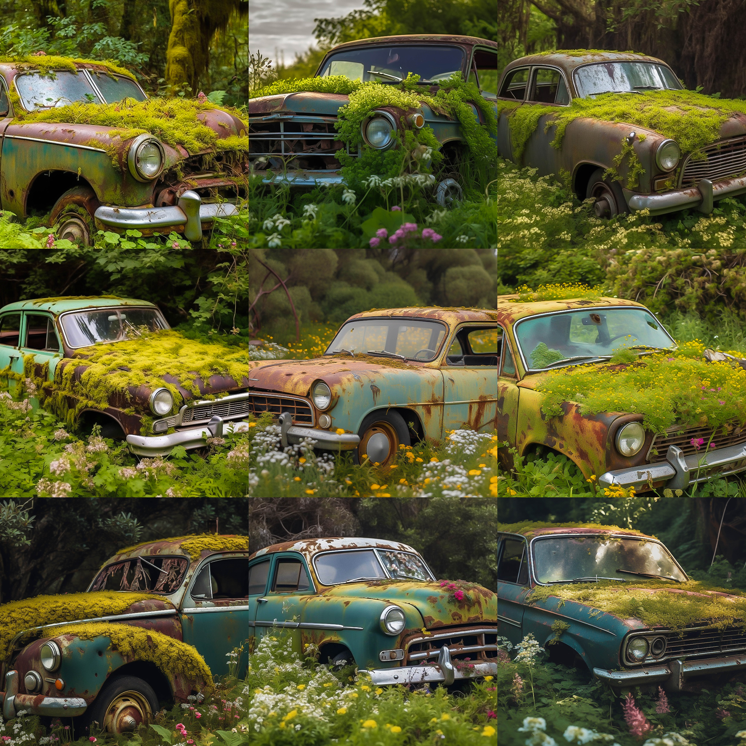 Abandoned Cars Digital Background Bundle