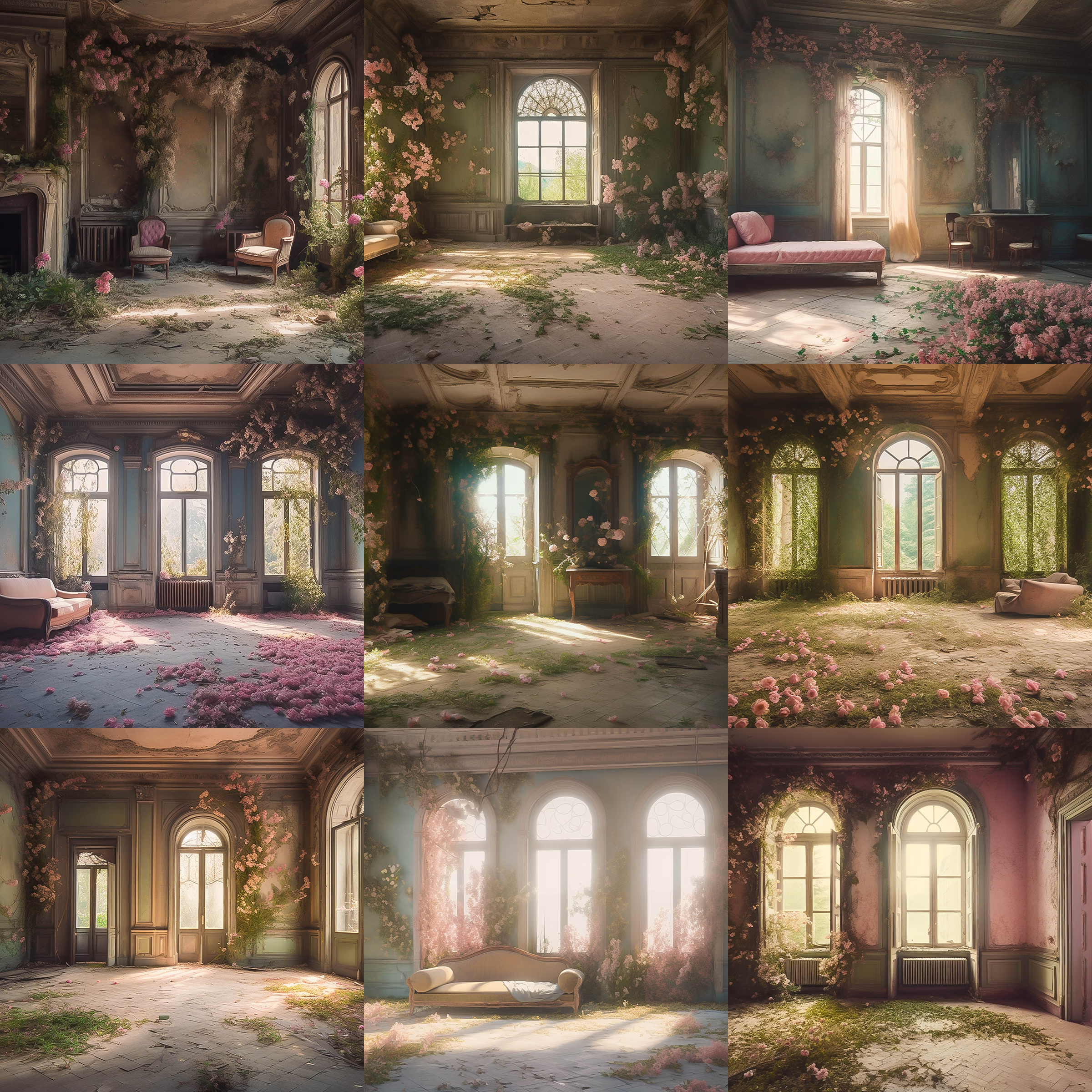 Abandoned Pastel Rooms Digital Background Bundle