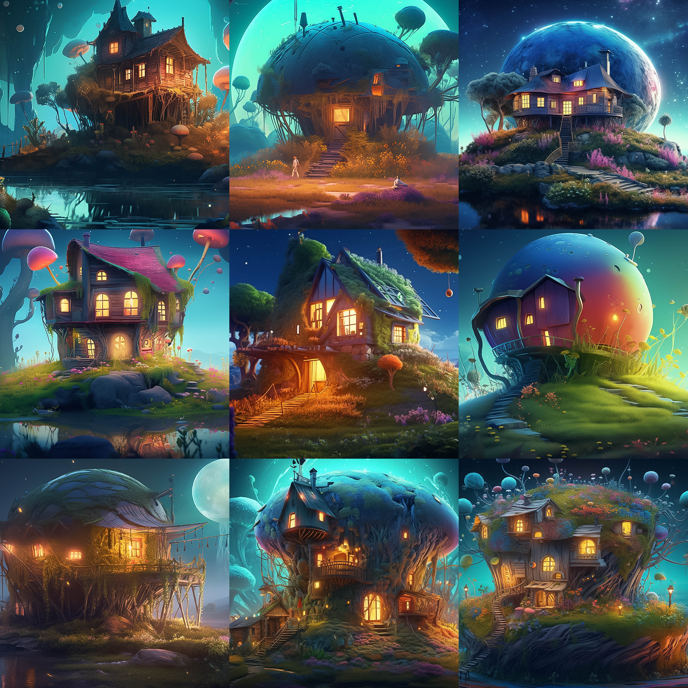 Alien House Digital Background Bundle