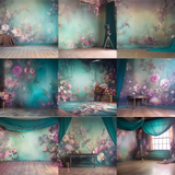 Aqua Fine Art Rooms Digital Background Bundle - Meg Bitton Productions