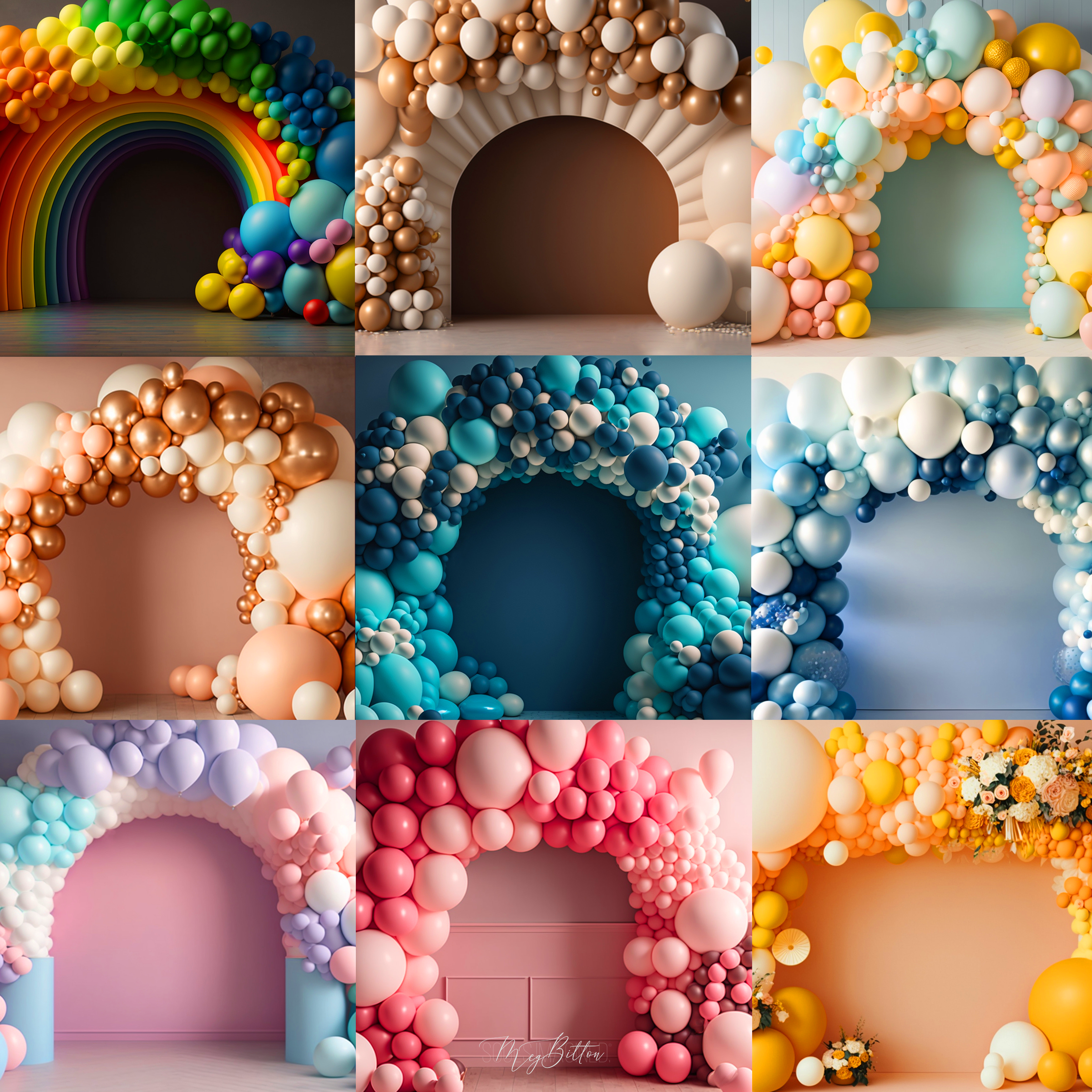 Balloon Arches Digital Background Bundle