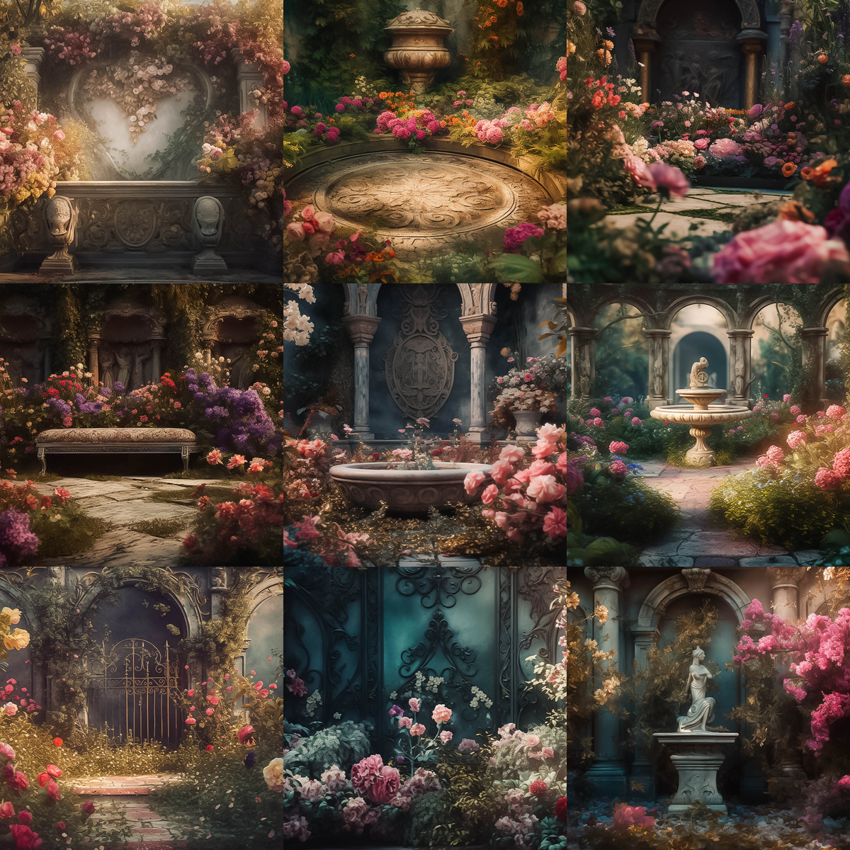 Baroque Garden Digital Background Bundle - Meg Bitton Productions