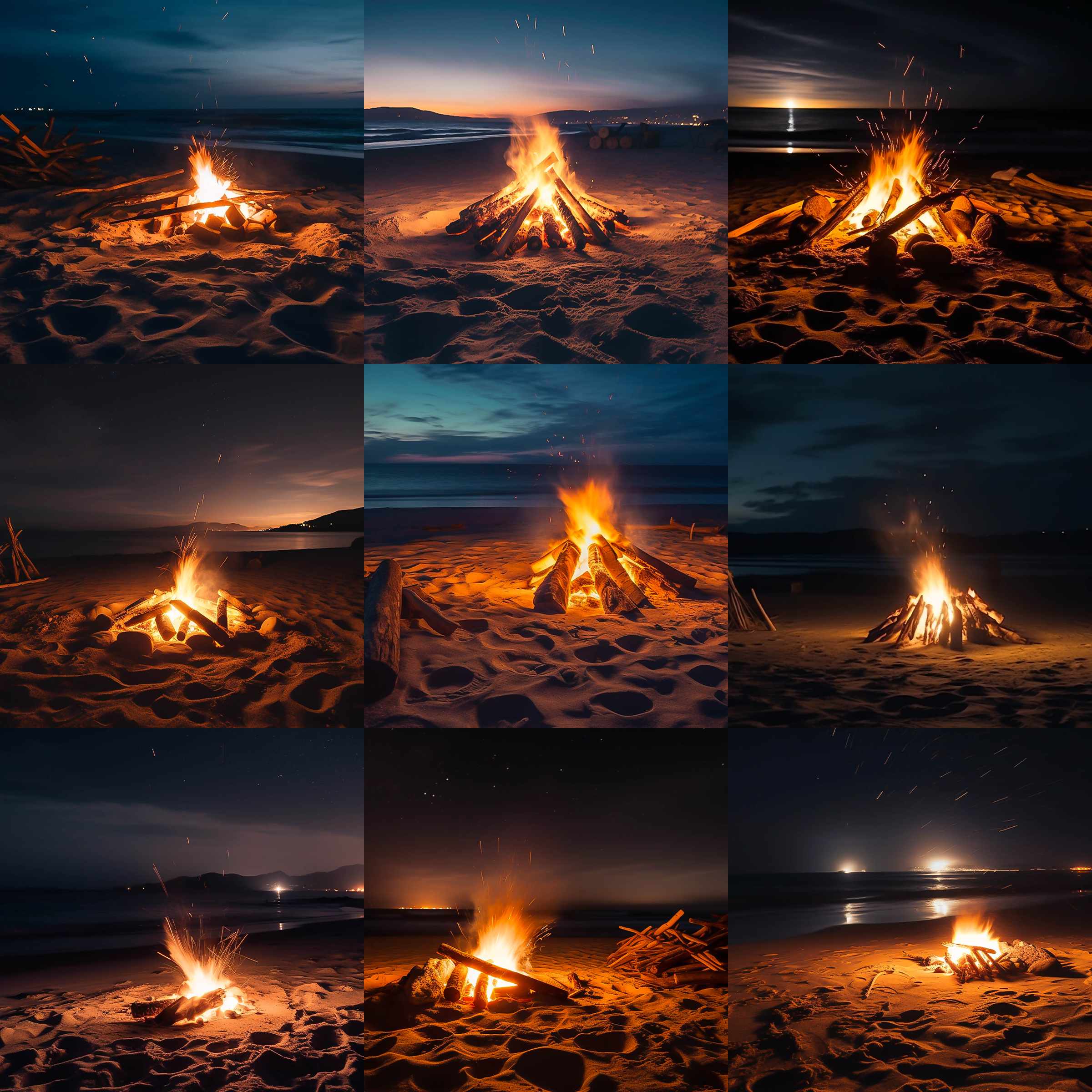 Beach Bonfire Digital Background Bundle