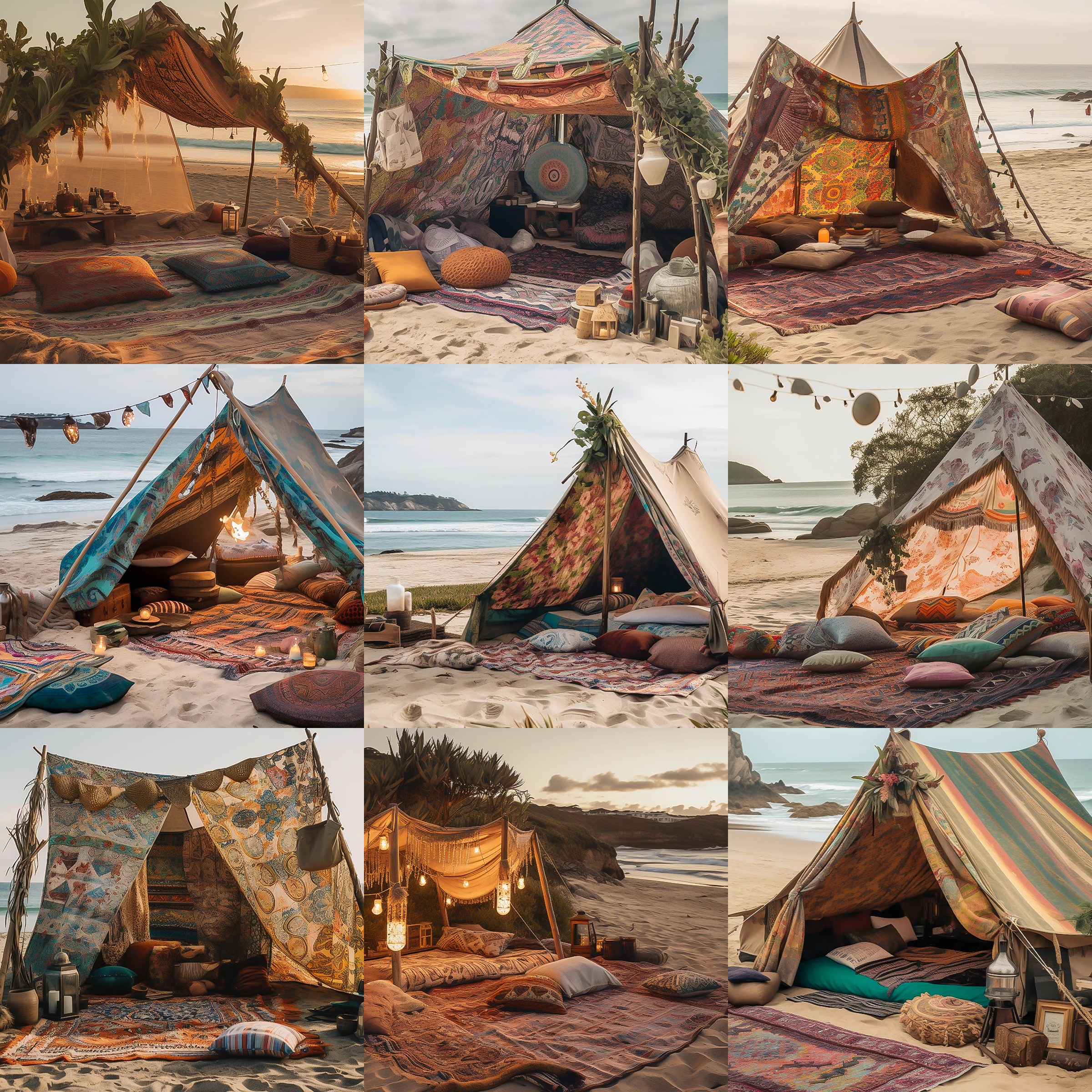 Beach Tent Digital Background Bundle