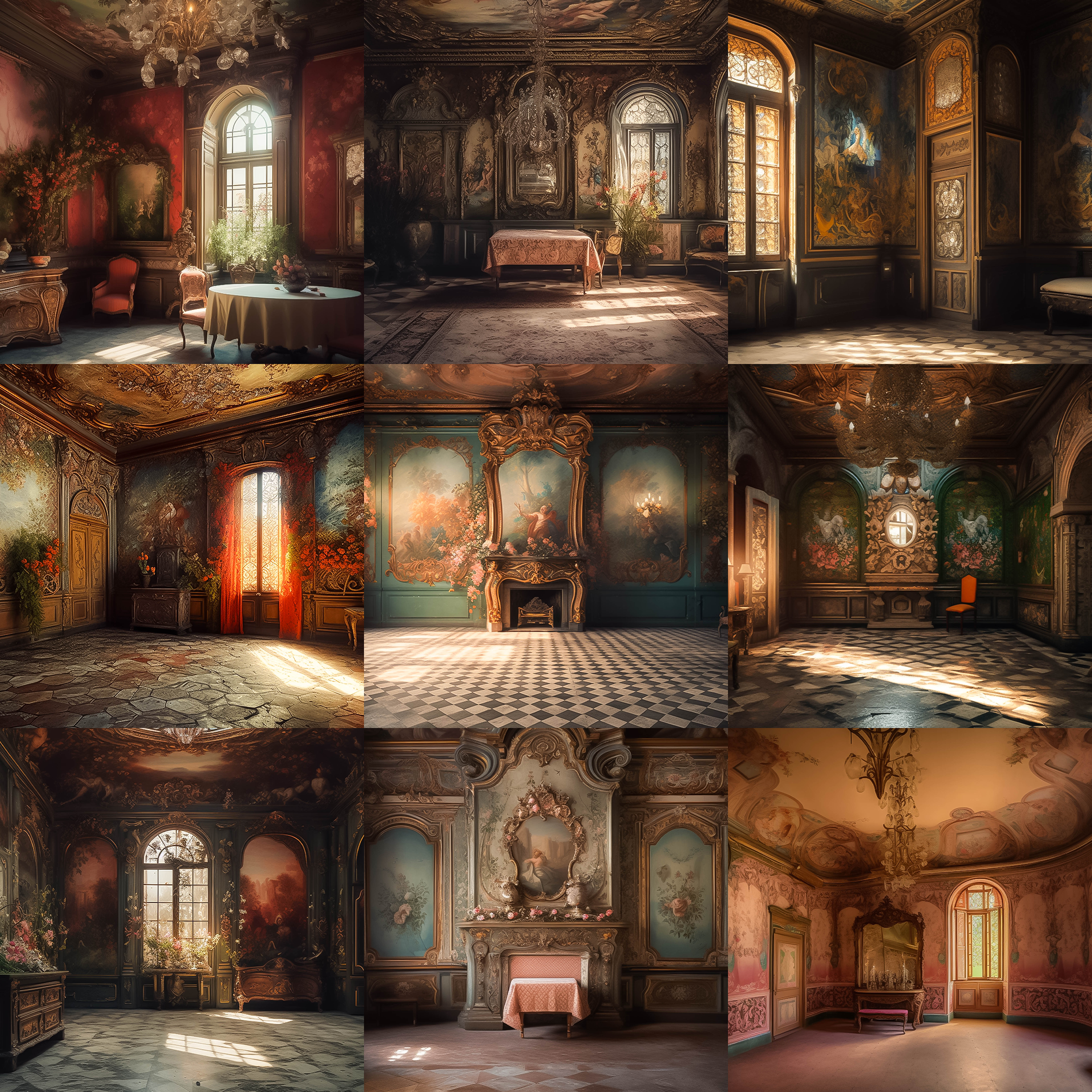 Beautiful Baroque Rooms Digital Background Bundle