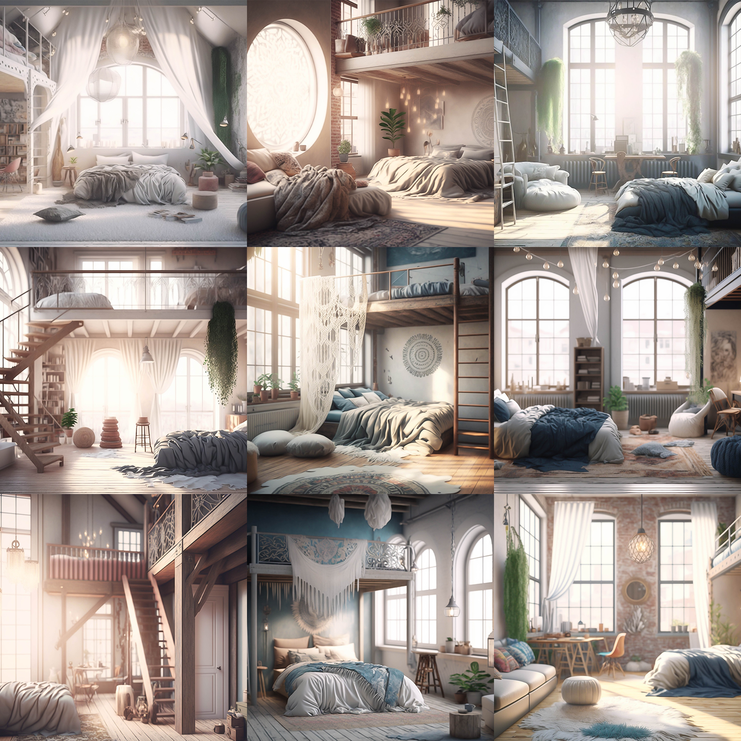 Beautiful Bedroom Lofts Digital Background Bundle - Meg Bitton Productions