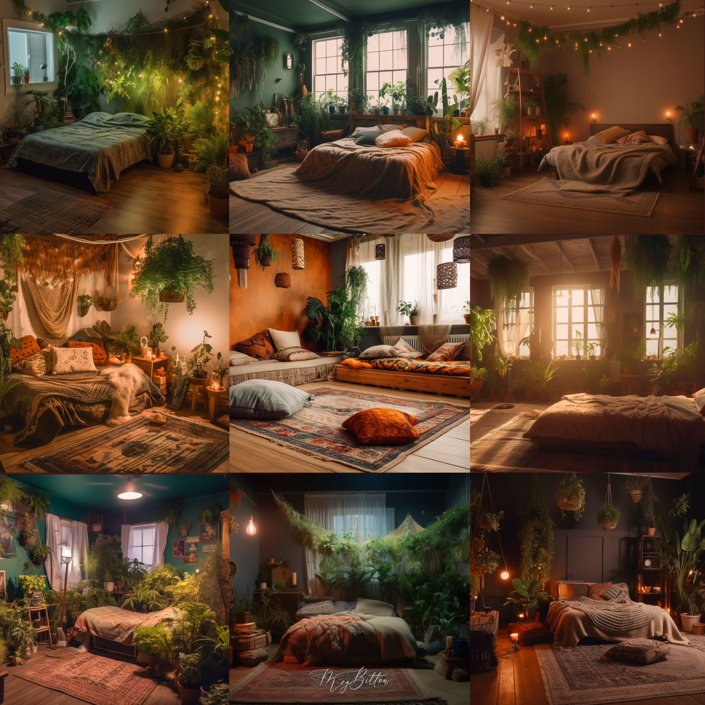 Boho Canna Bedroom Digital Background Bundle