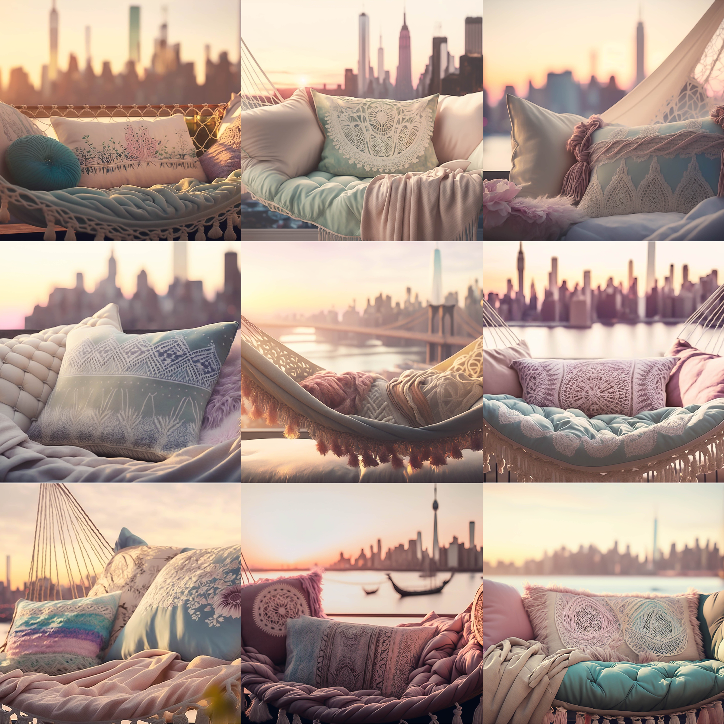 Boho Hammocks Digital Background Bundle