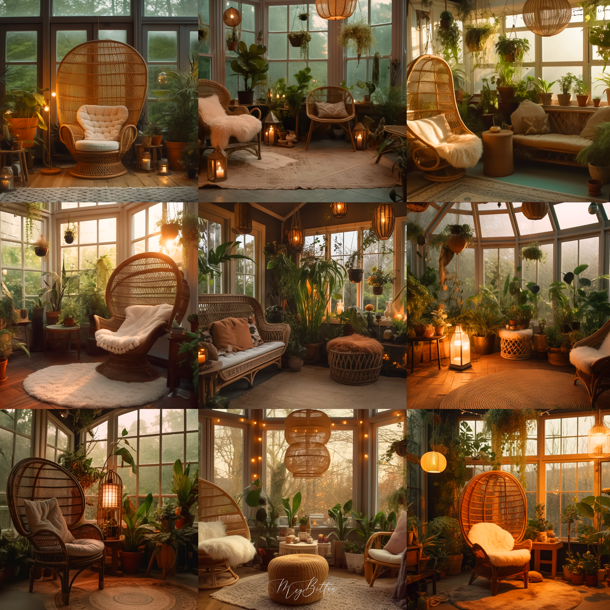 Boho Smoking Rooms Digital Background Bundle