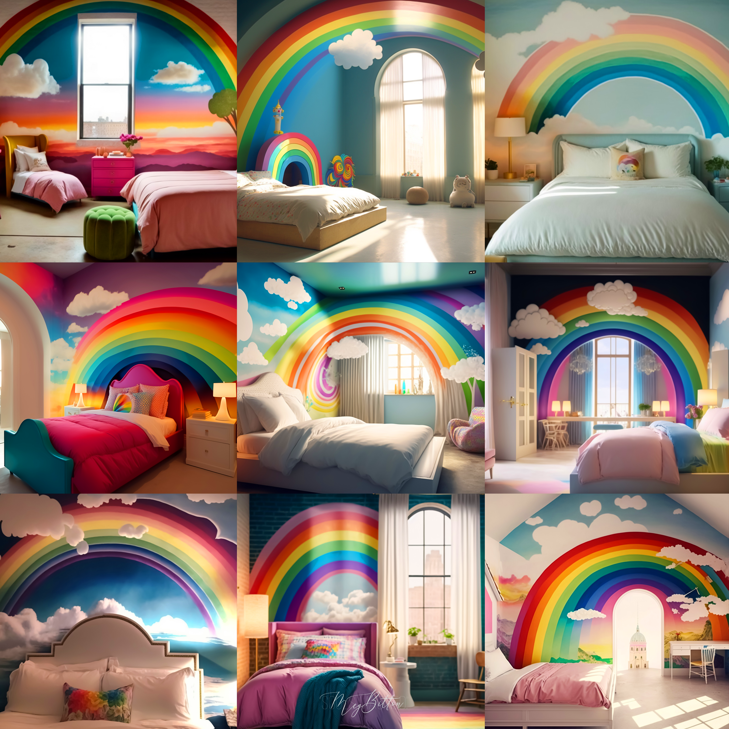 Bold Rainbow Rooms Digital Background Bundle - Meg Bitton Productions