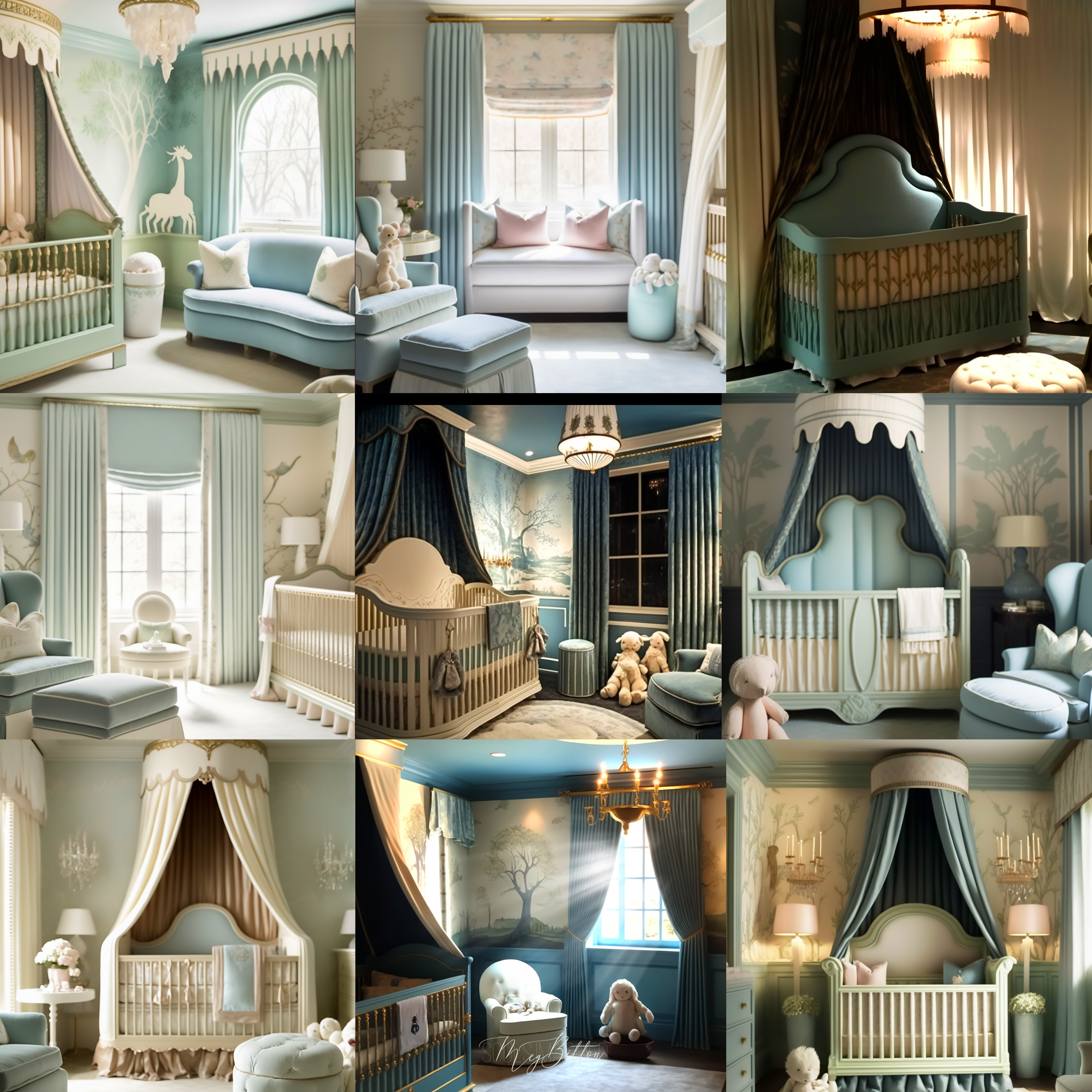 Boys Nursery Rooms Digital Background Bundle