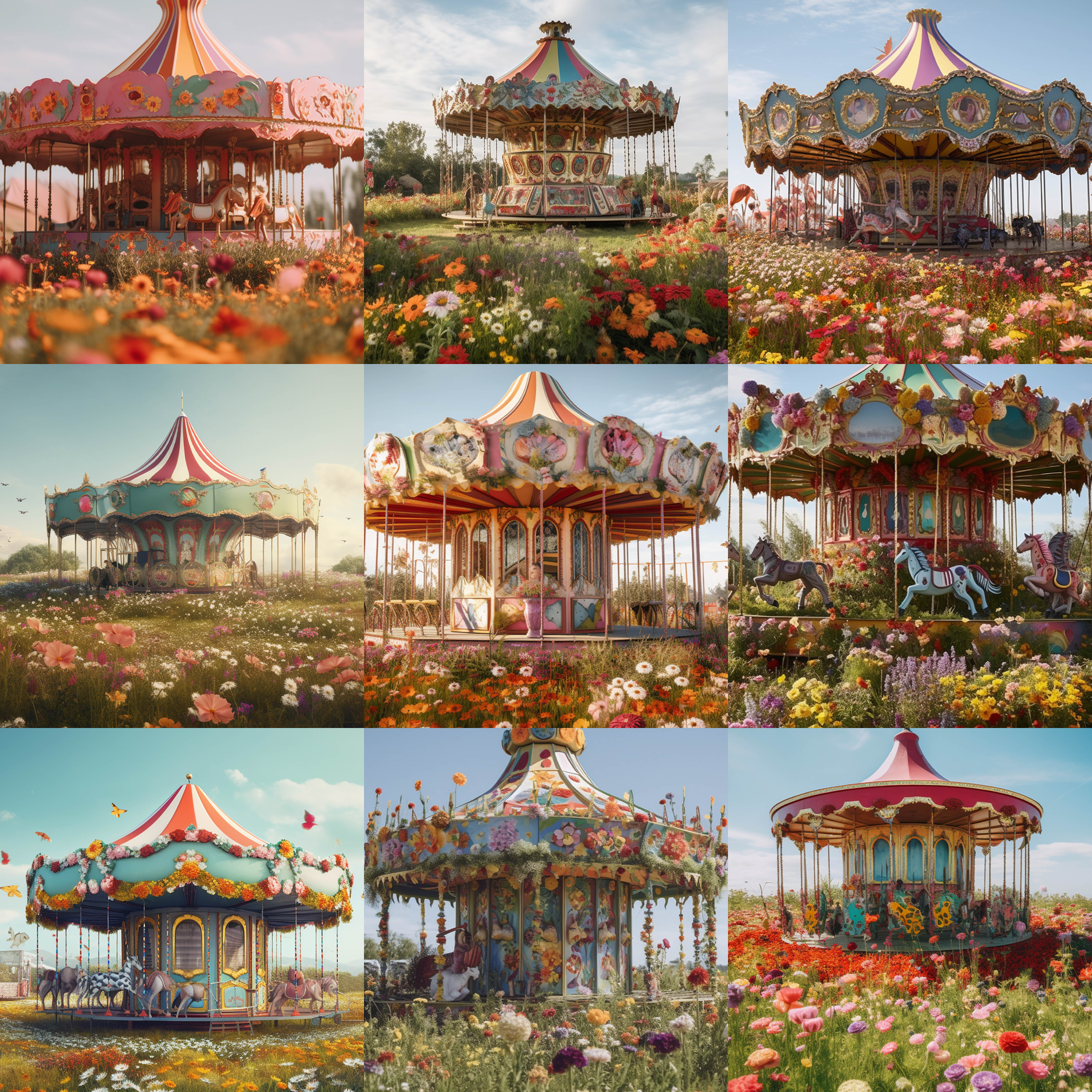 Magical Carousel Digital Background Bundle