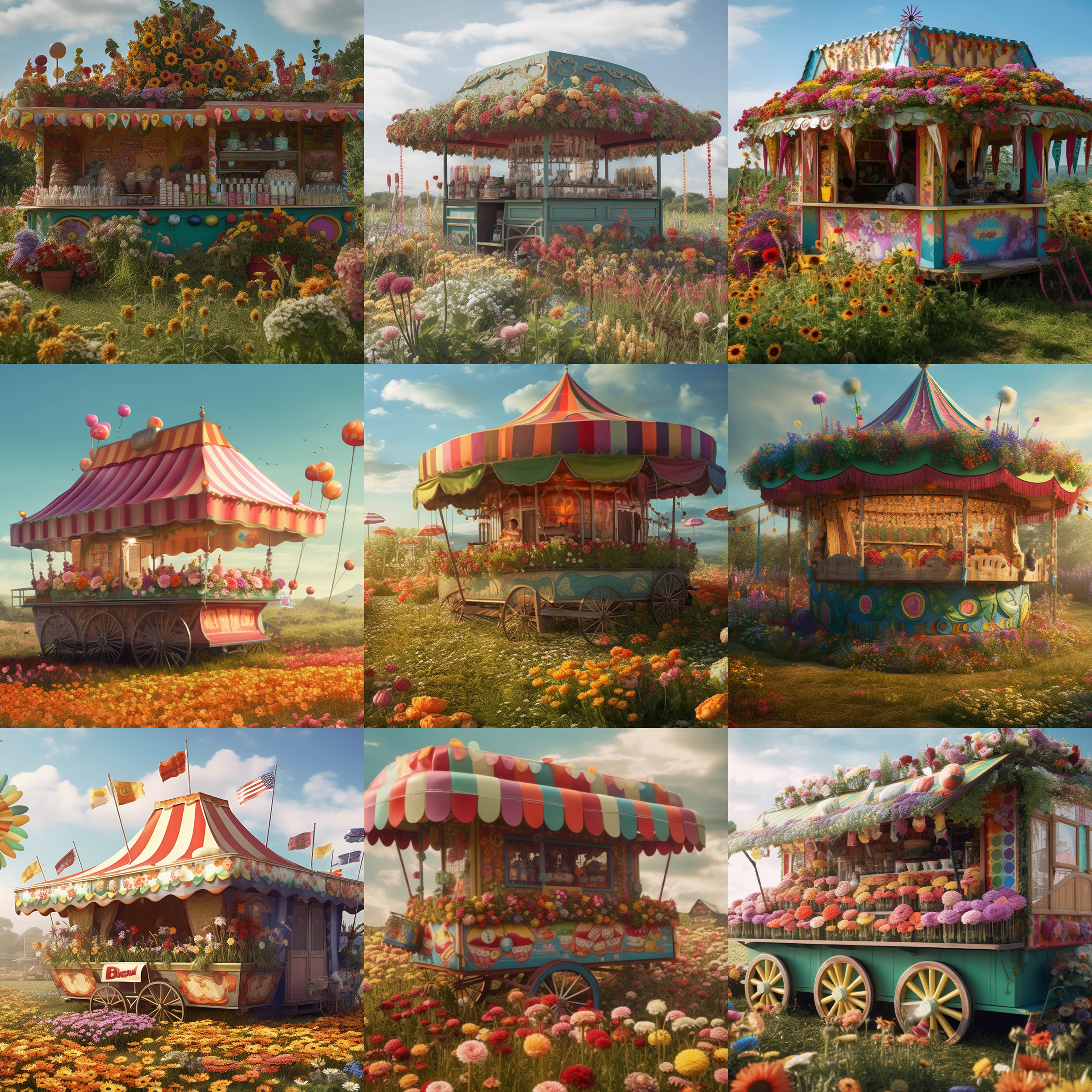 Circus Snack Stands Digital Background Bundle