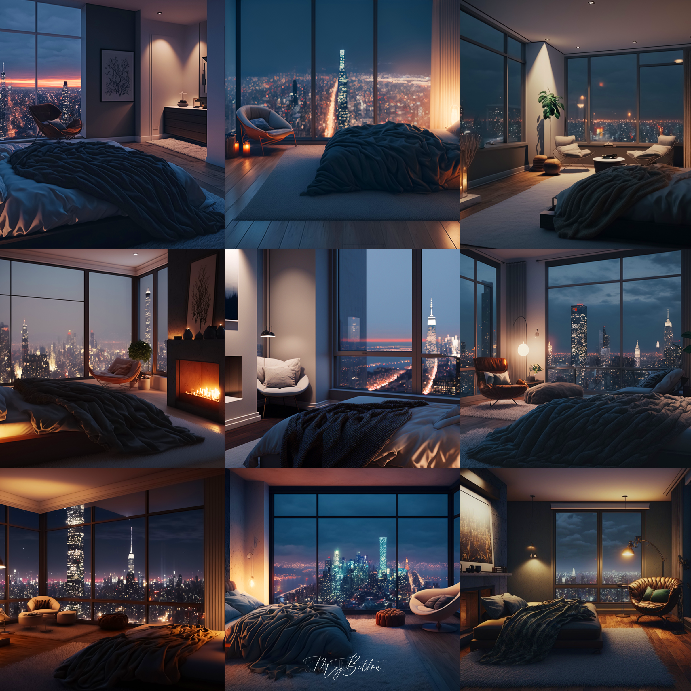 City View Bedrooms Digital Background Bundle