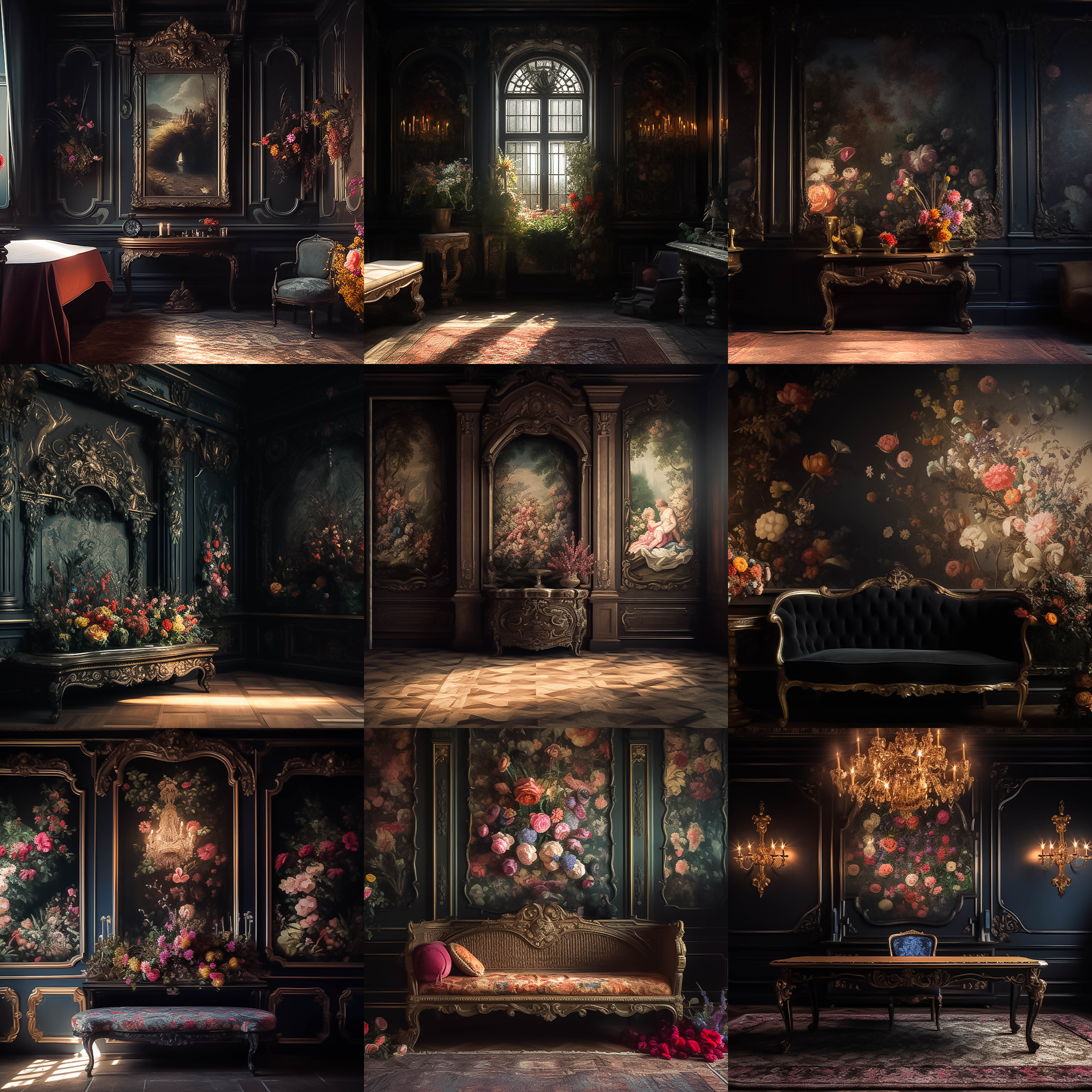 Classic Baroque Room Digital Background Bundle