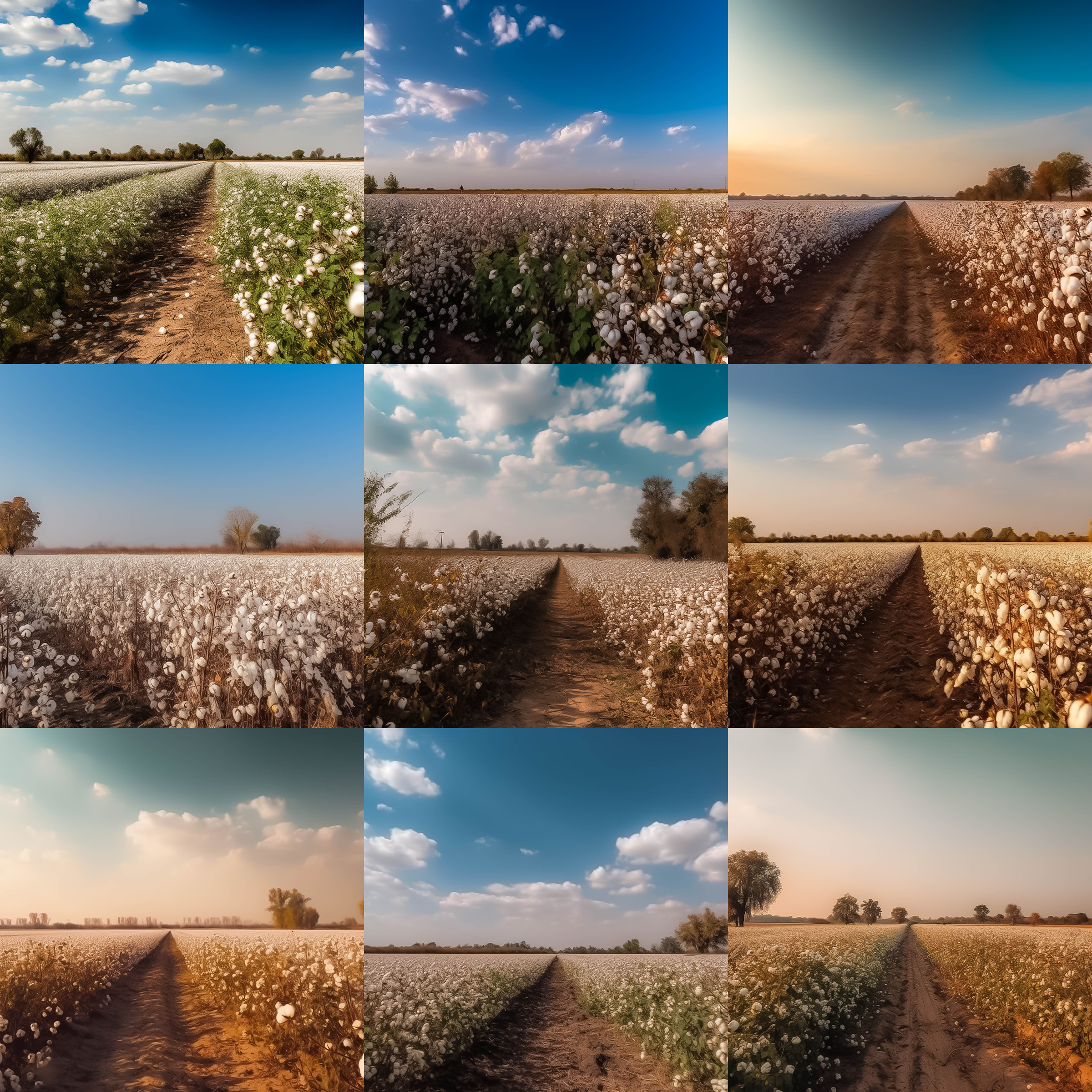 Cotton Field Digital Background Bundle