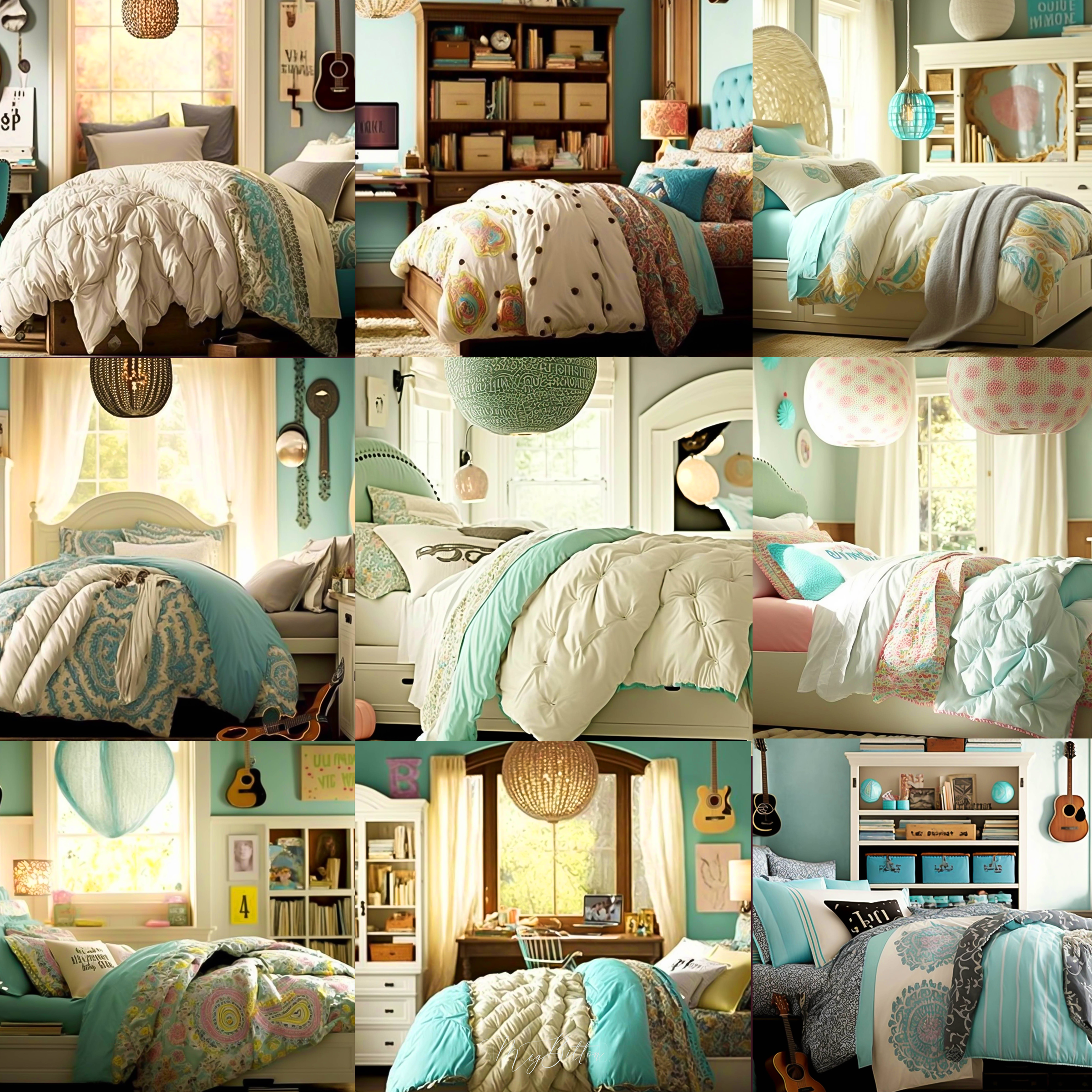 Cozy Teen Rooms Digital Background Bundle