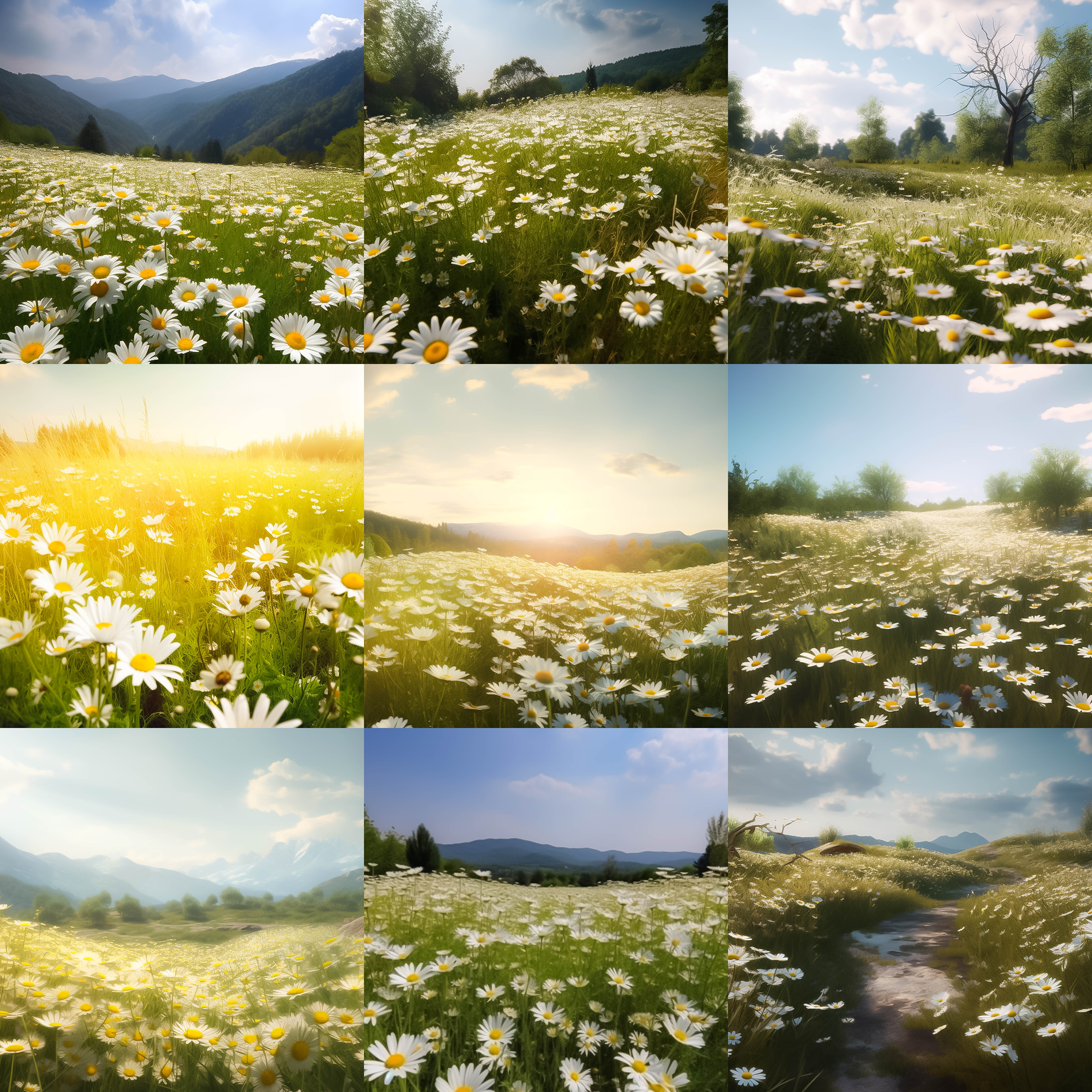 Daisy Field Digital Background Bundle