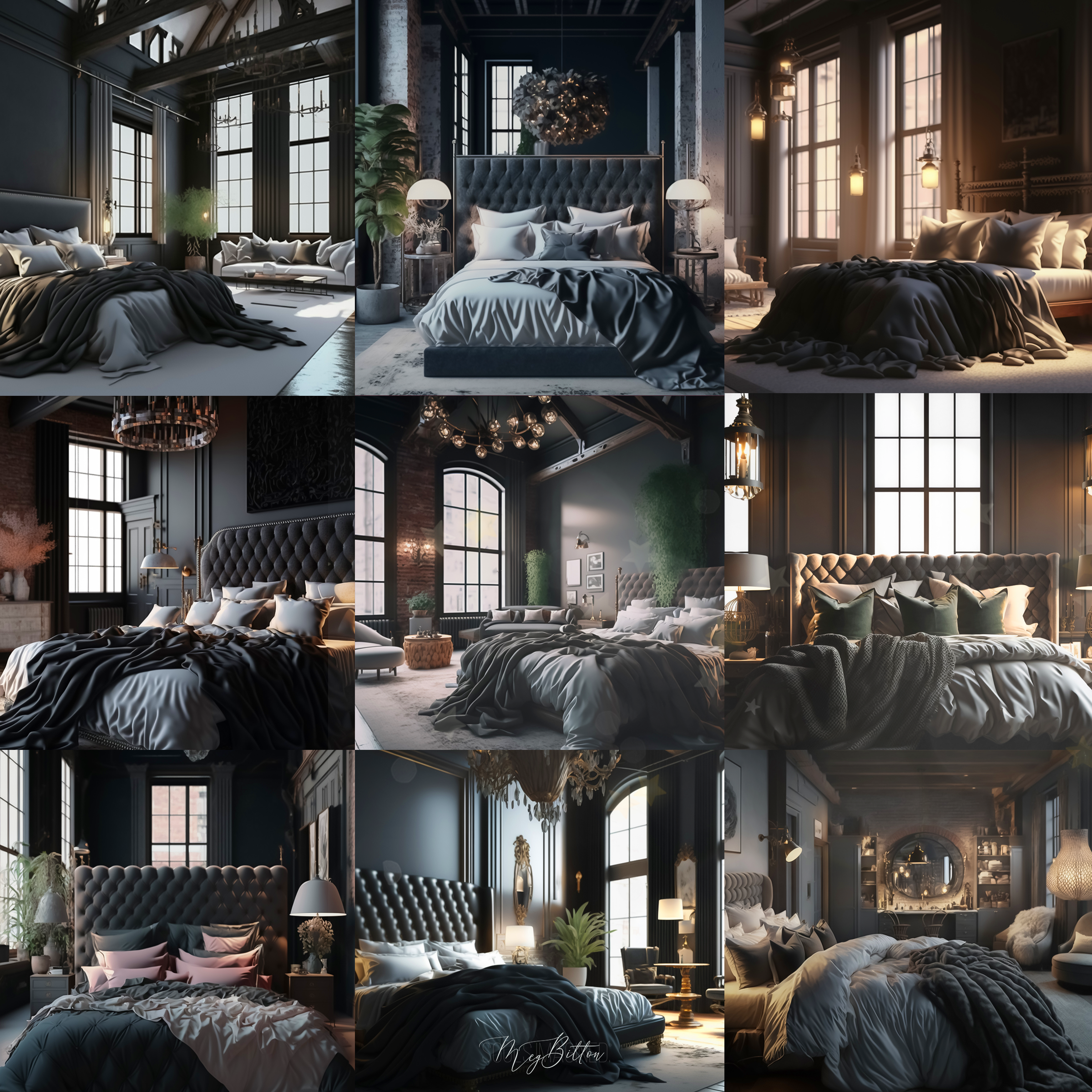 Dark Rooms Digital Background Bundle