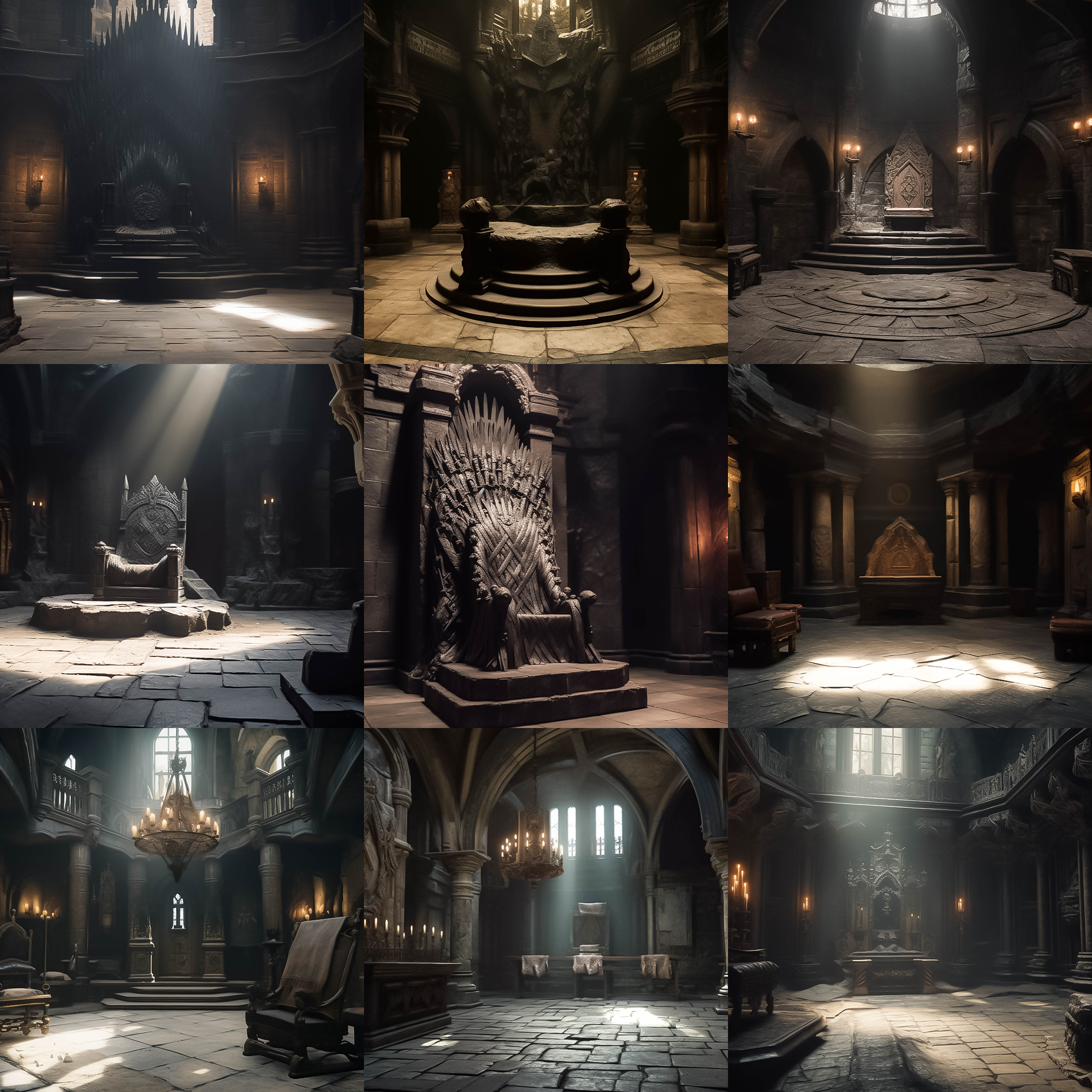 Dark Throne Rooms Digital Background Bundle