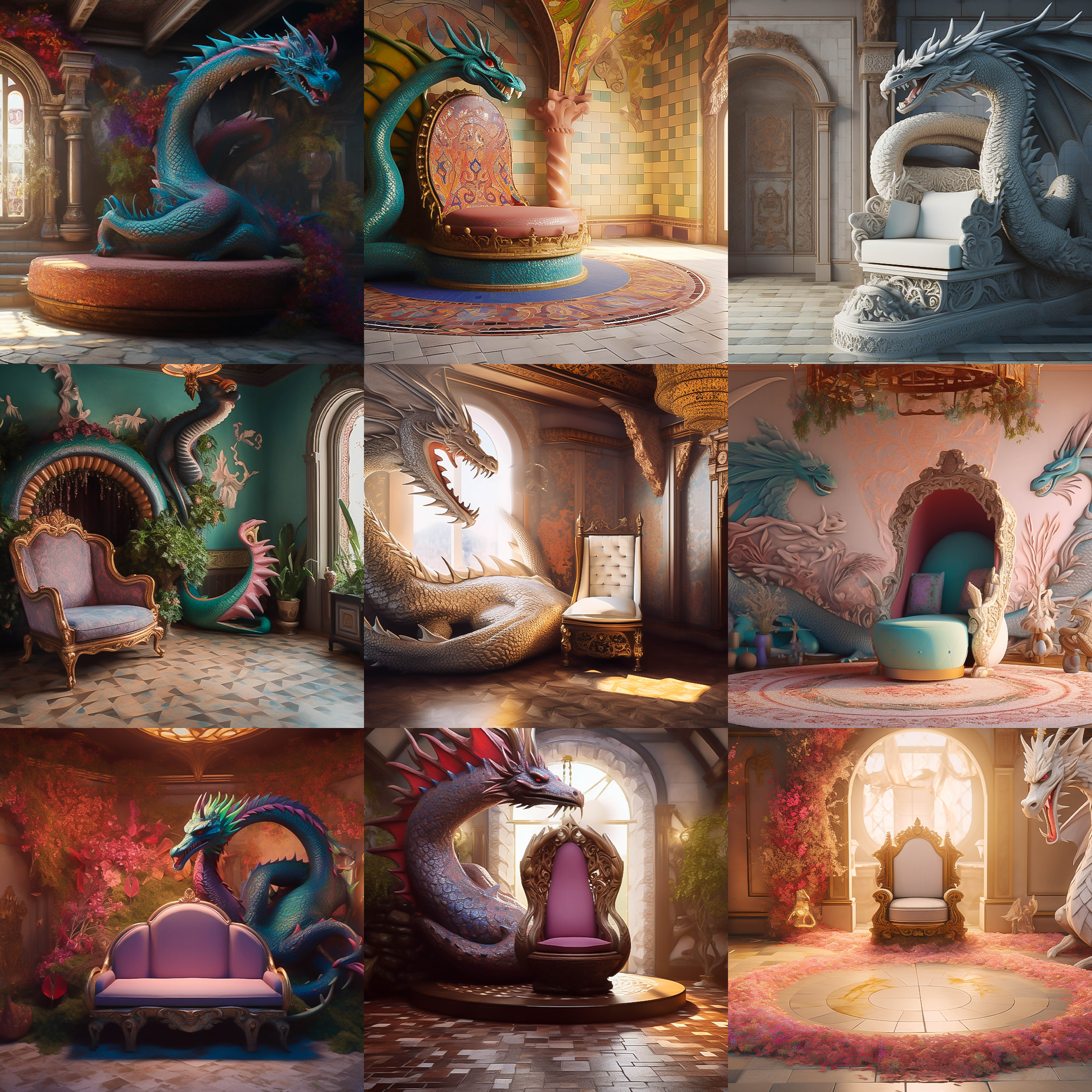 Dragon Throne Room Digital Background Bundle