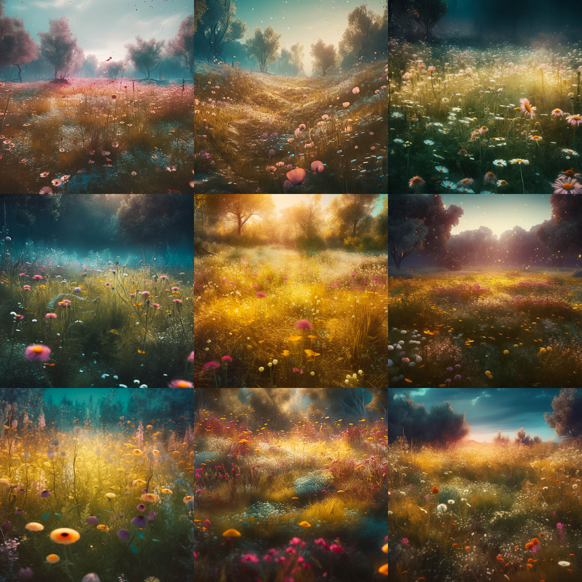 Dusky Wildflower Fields Digital Background Bundle