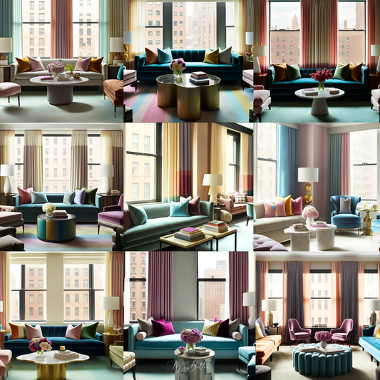 Elegant Muted Rainbow Lounges Digital Background Bundle - Meg Bitton Productions