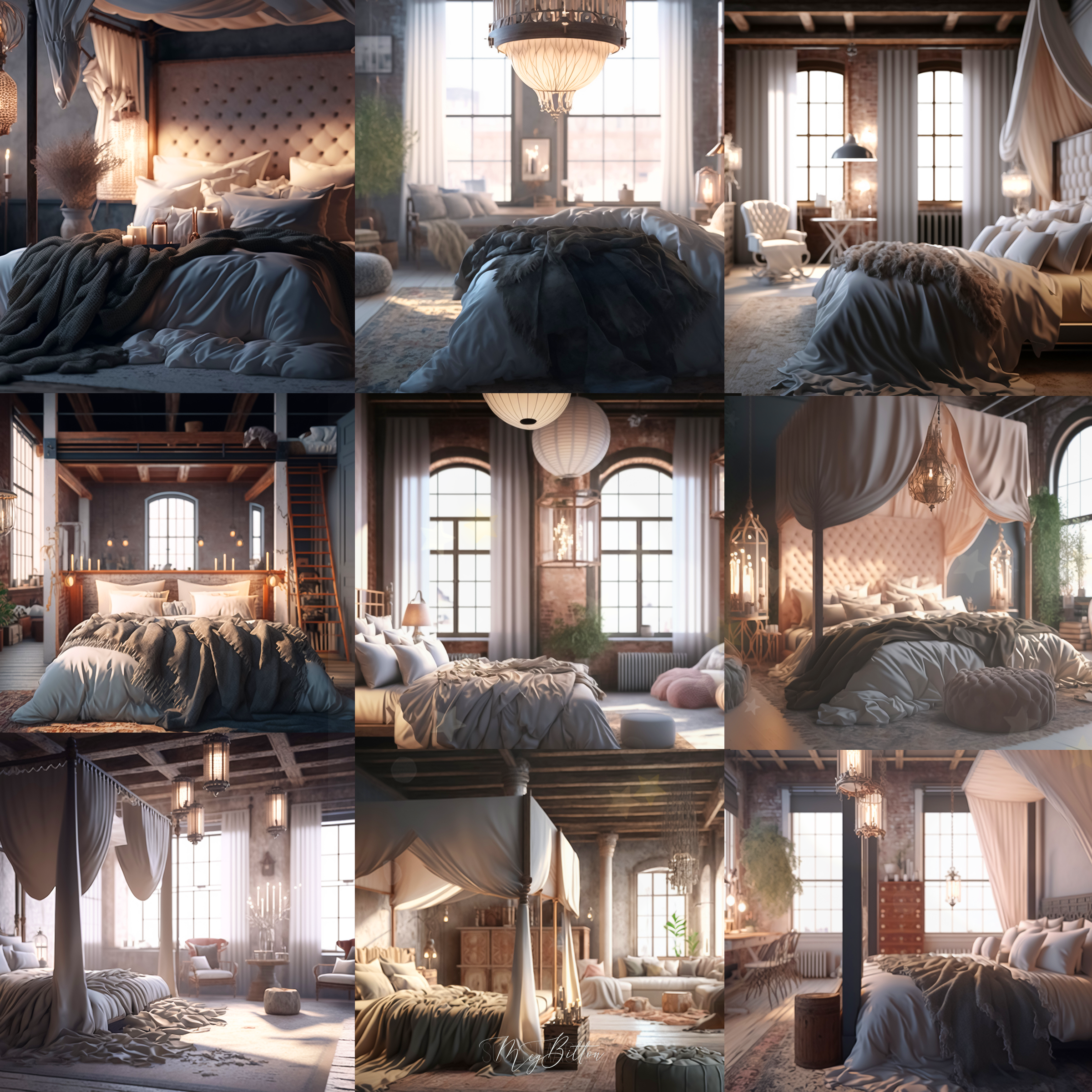 Elegant Bedrooms Digital Background Bundle - Meg Bitton Productions