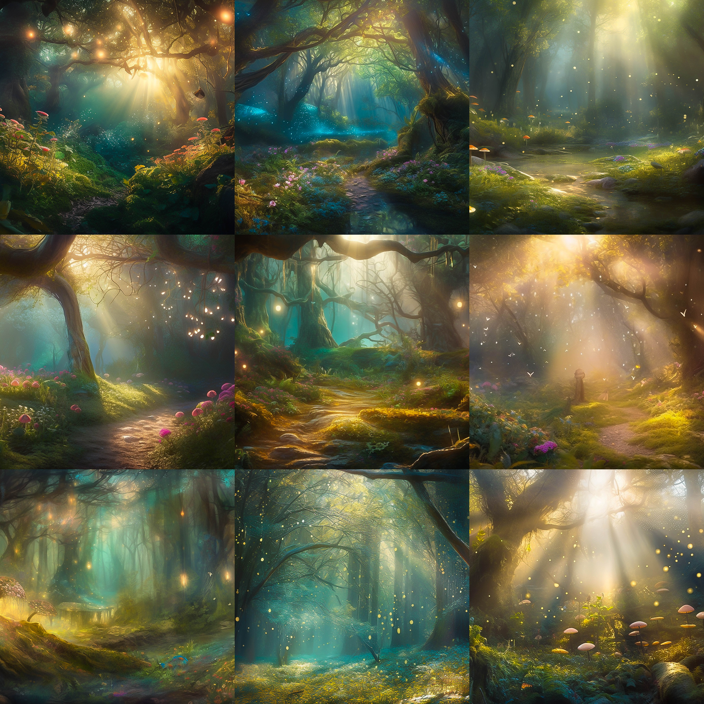 Magical Enchanted Forest Digital Background Bundle