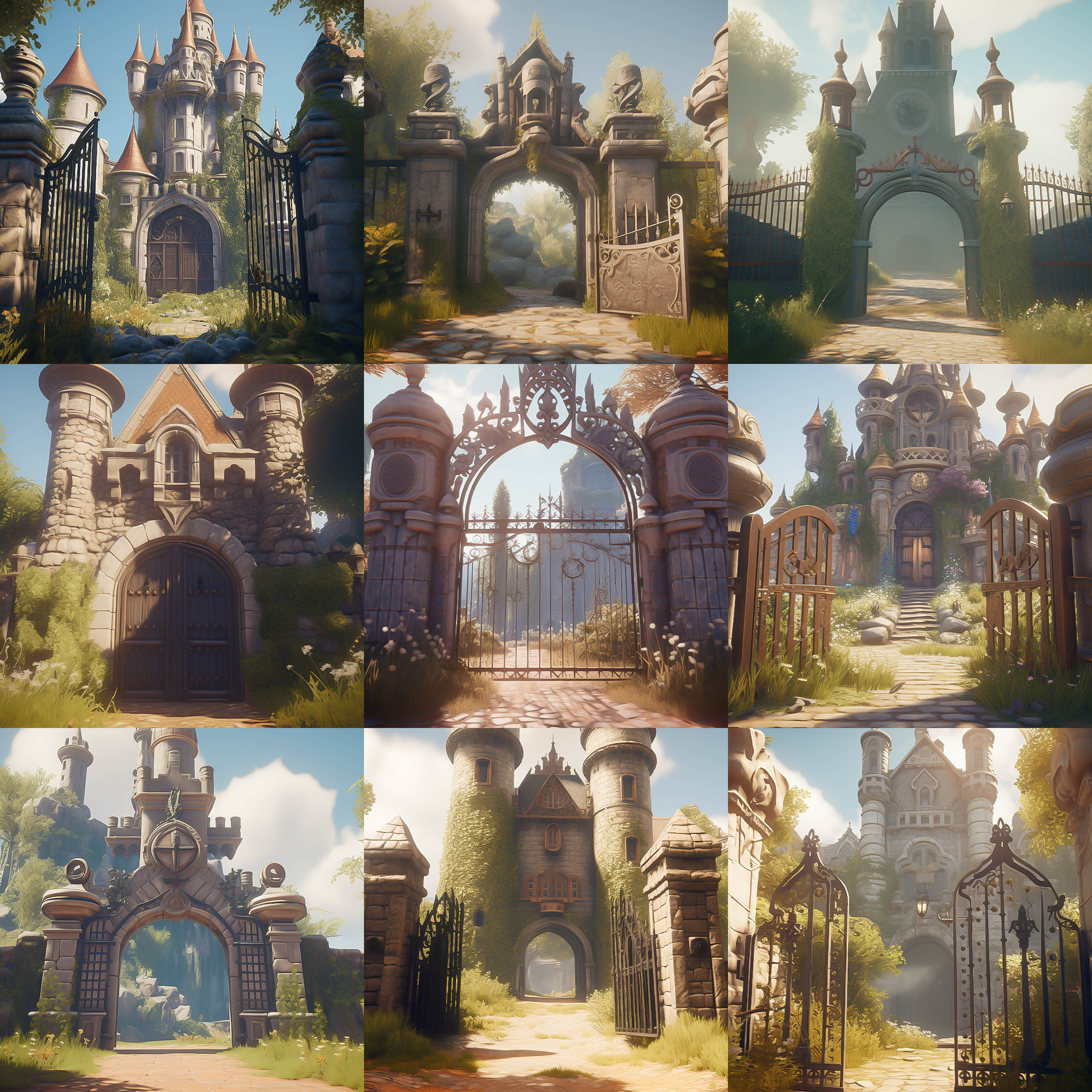 Fairytale Castle Gates Digital Background Bundle