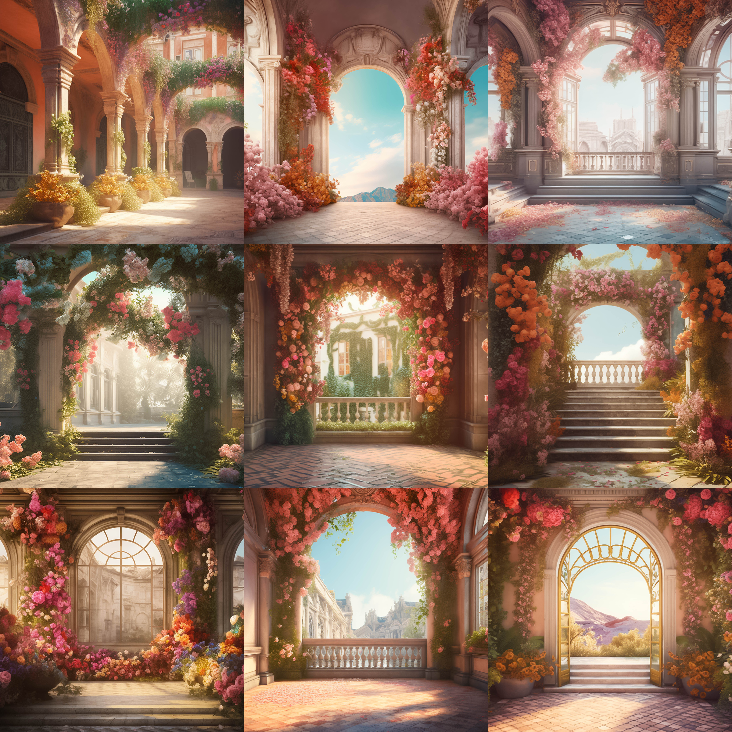 Fairytale Floral Arches Digital Background Bundle