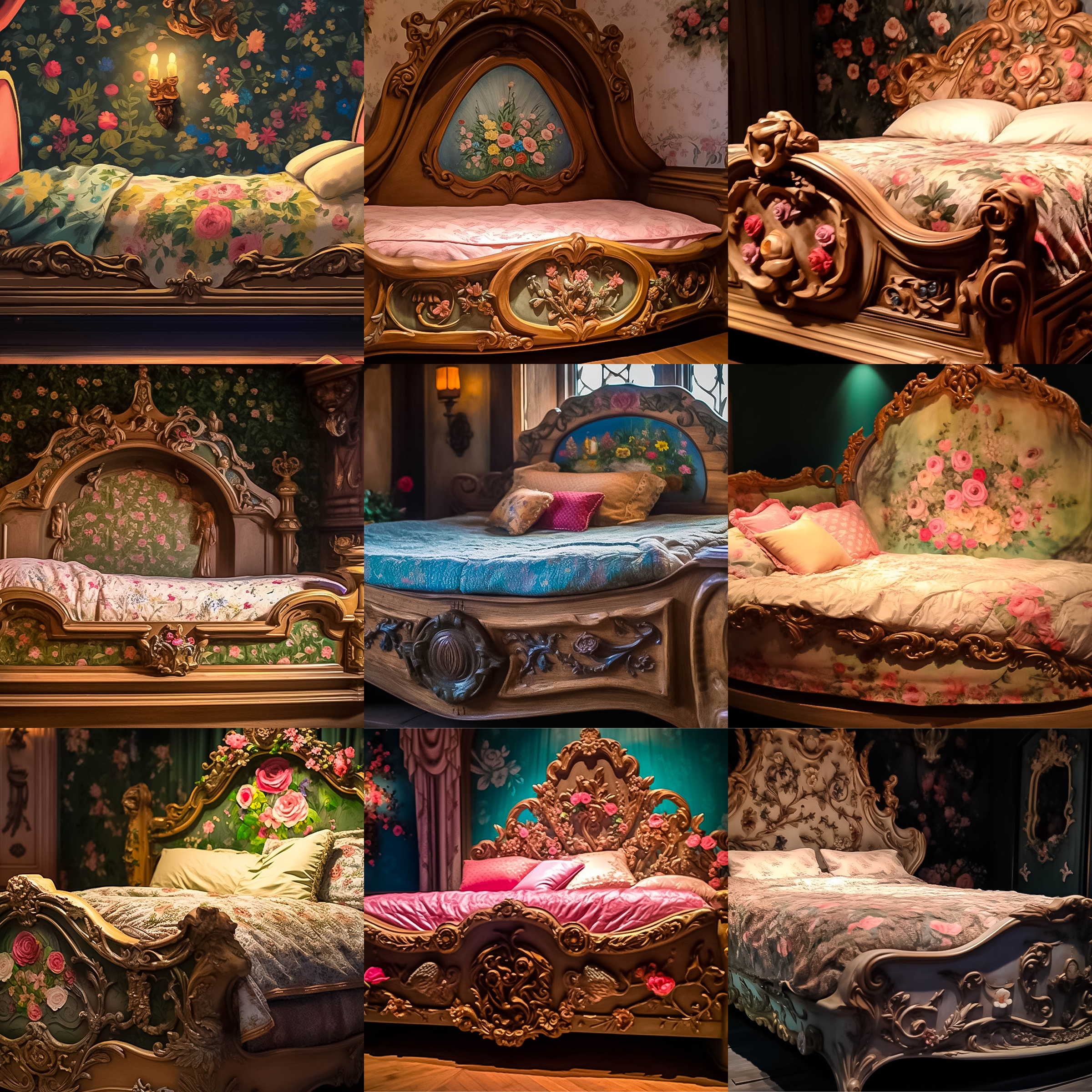 Fairytale Princess Beds Digital Background Bundle