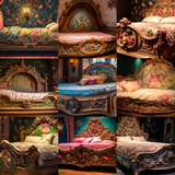 Fairytale Princess Beds Digital Background Bundle - Meg Bitton Productions